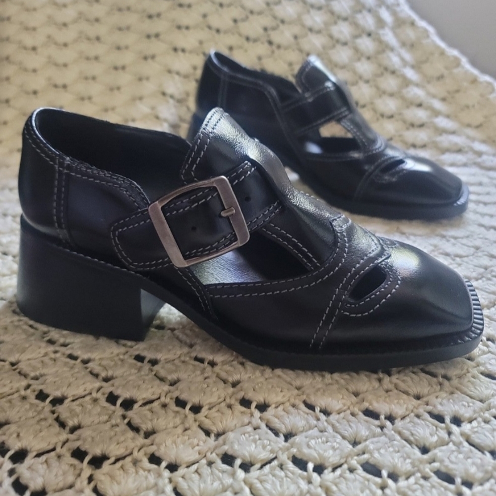 Jeffrey Campbell Leather Mary Jane Platform Black Size 6
